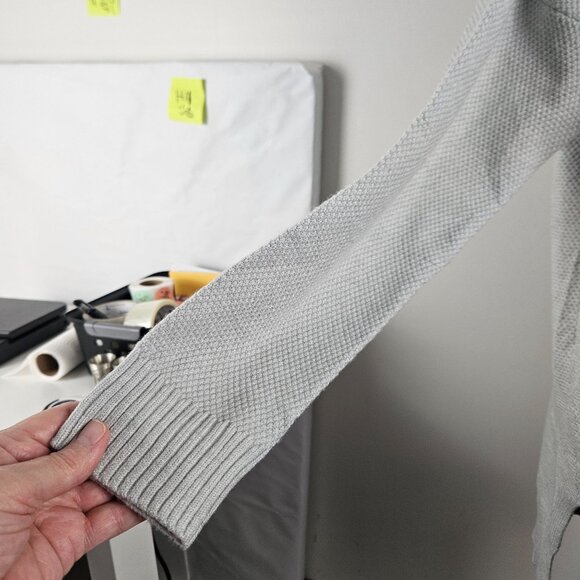 Merokeety Womens Large Long Sleeve Light Grey Knit Cardigan Sweater Pockets - Picture 13 of 14